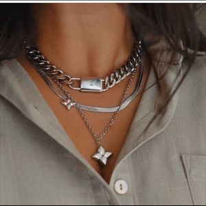 Double star Sterling silver necklace